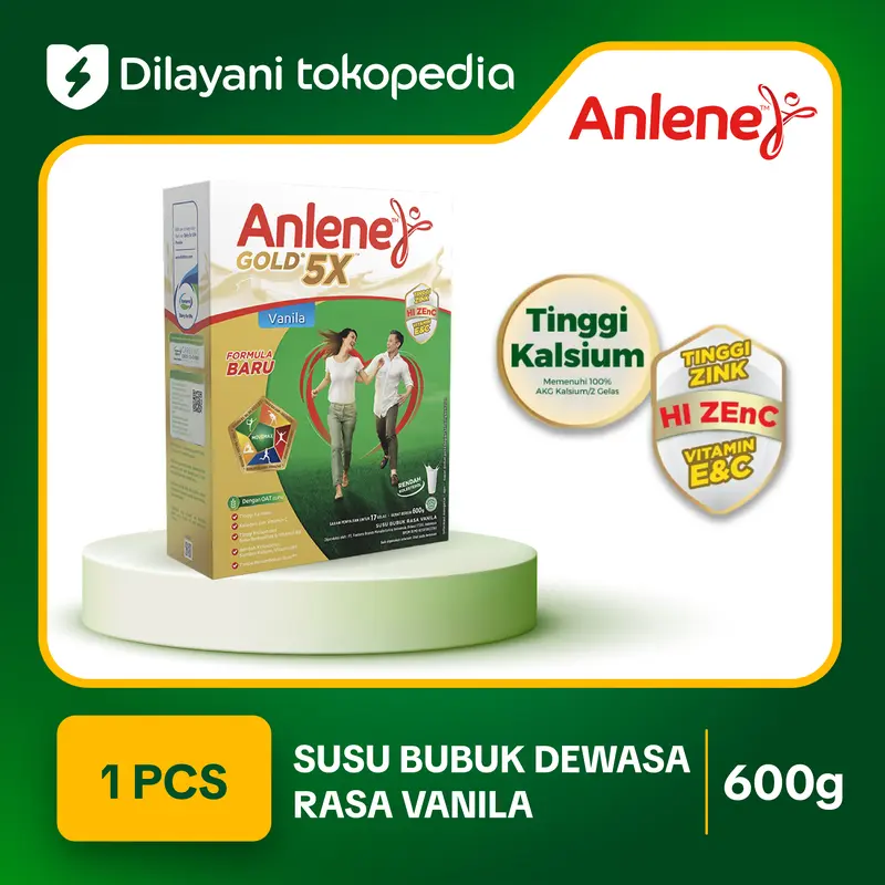 Anlene Gold 5X Susu Bubuk Dewasa 600g - Kuatkan Tulang, Sendi & Otot / Adult Milk Vanilla / Dairy Milk 1