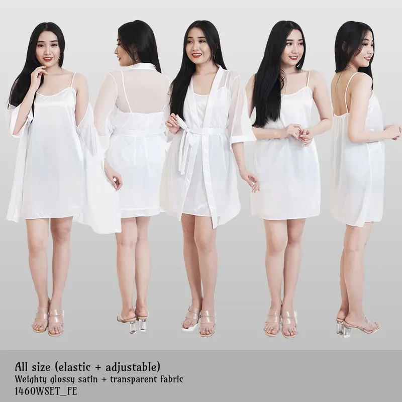 FOLVA bridesmaid kimono wedding inner dress satin 1460WSET putih all size 0
