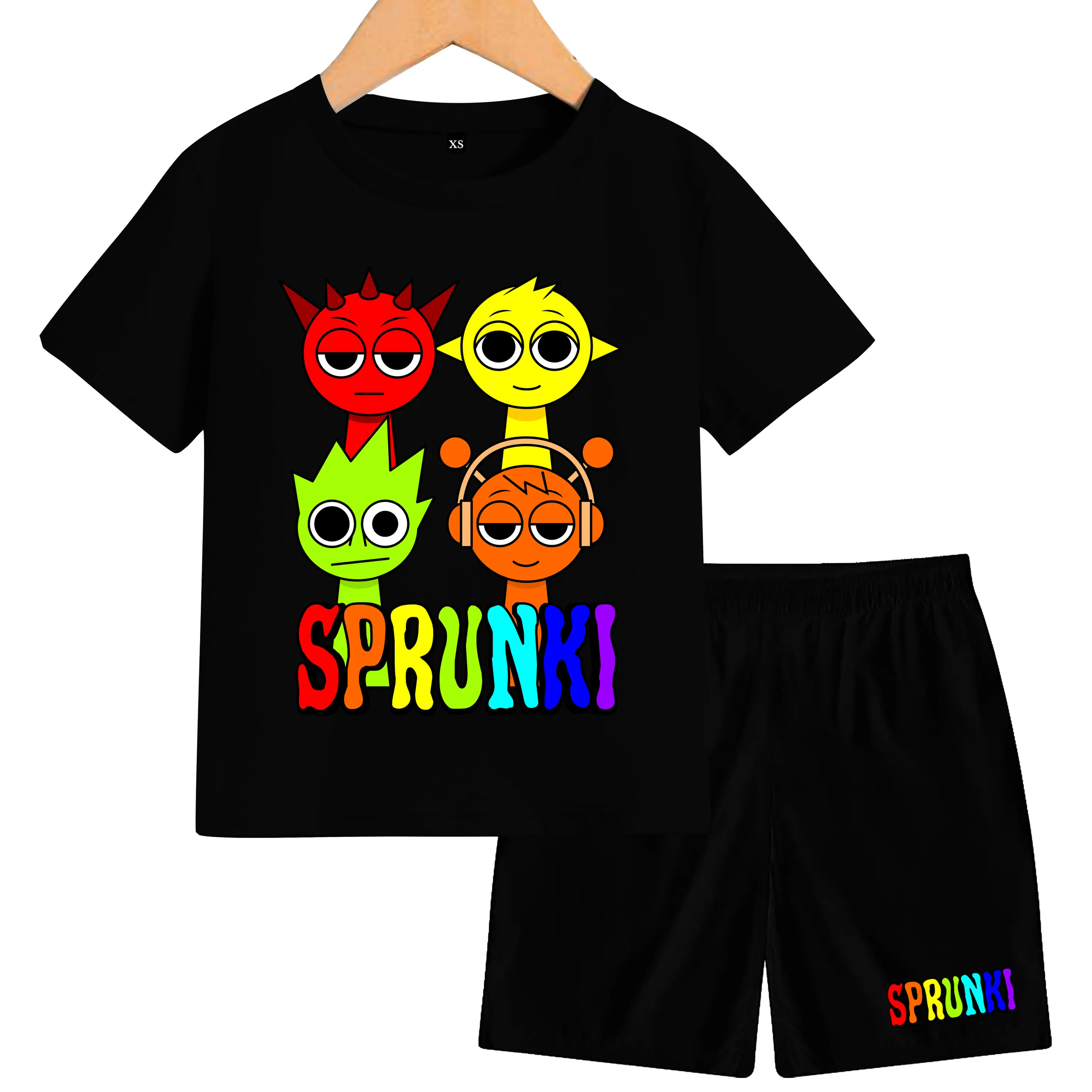 Setelan  Anak-Anak sprunki lengan pendek bahan katun Fashion