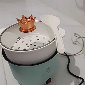 Kafiinmall PANCI LISTRIK ELEKTRIK LOW WATT 450W FREE CENTONG NASI,KUKUSAN SERBAGUNA STAINLESS ANTI LENGKET PANCI MULTIFUNGSI
