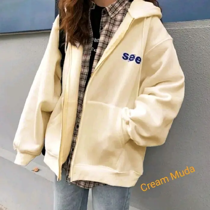Hoodie zipper see/jaket murah wanita/hoodie zipper korea style/jaket oversize termurah