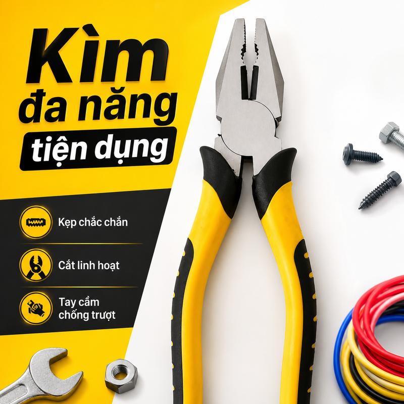 Kìm Đa Năng 8 Inch Tiện Dụng, Kẹp Chắc Chắn, Cắt Linh Hoạt, Tay Cầm Chống Trượt, Dụng Cụ Cầm Tay Cho Công Việc Sửa Chữa