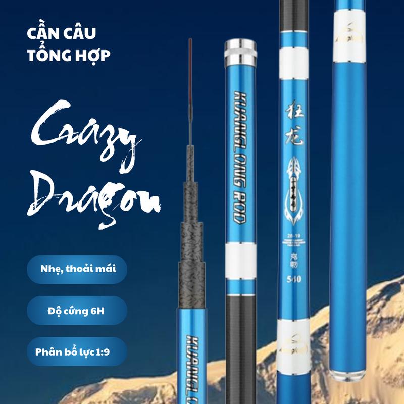 Cần câu CRAZY DRAGON - độ cứng 5H - Điều chỉnh được đọ dài - Nhẹ và đa năng - Chất liệu carbon cao cấp - Độ cứng 5H19 - Thích hợp cho nhiều môi trường Tặng kèm ngọn và hạ lóng