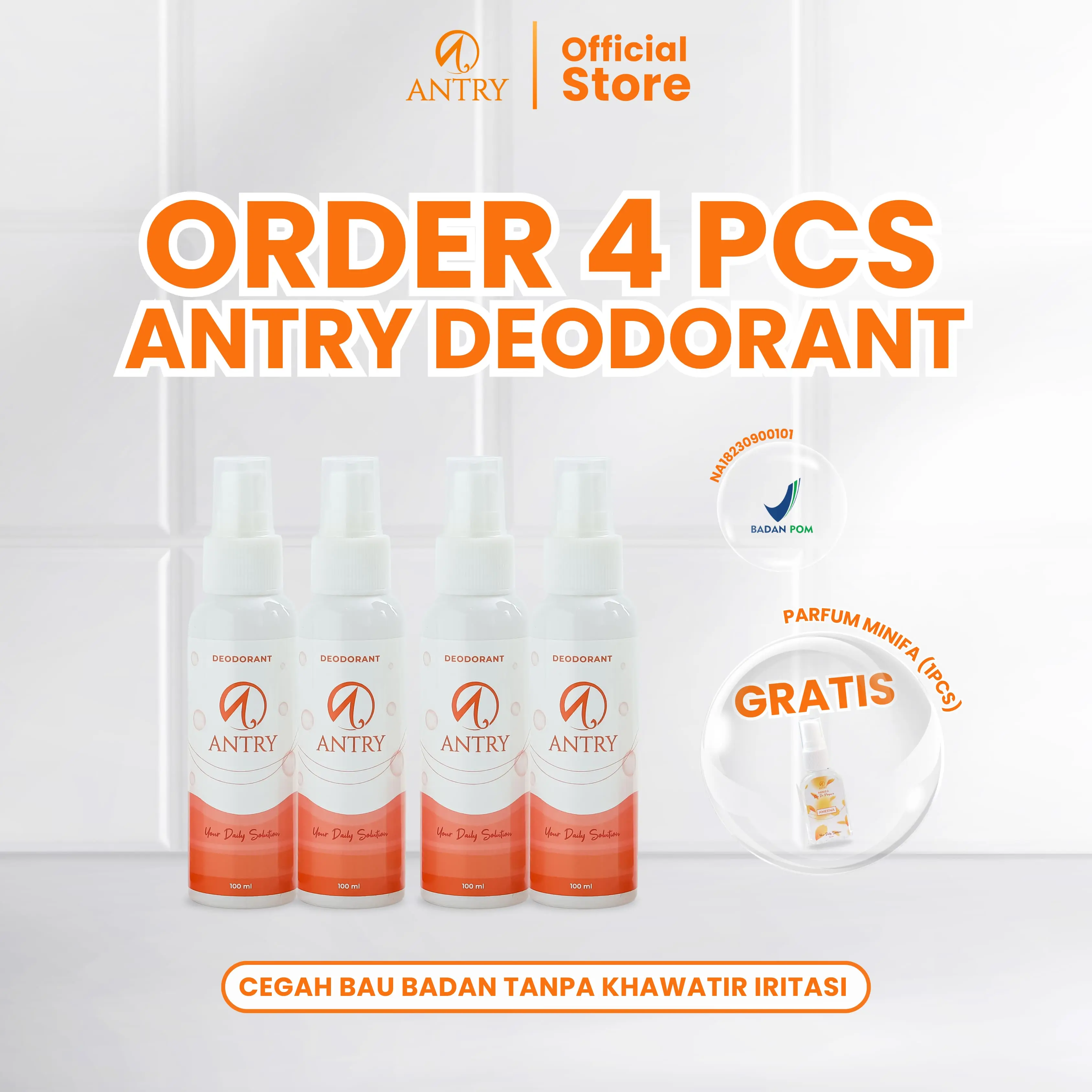 DEODORANT SPRAY 100ML 4 PCS SUDAH BPOM DAN ANTI IRITASI
