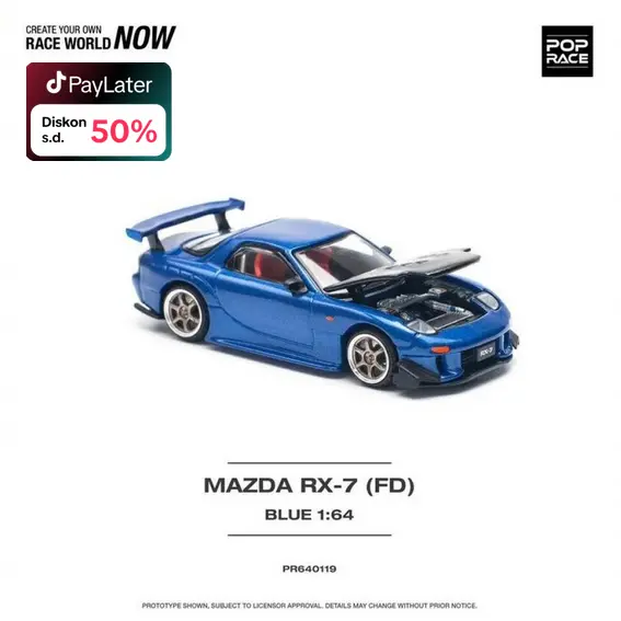 PR640119 - Pop Race 1/64 MAZDA RX-7 (FD3S) RE-AMEMIYA WIDEBODY METALLIC BLUE