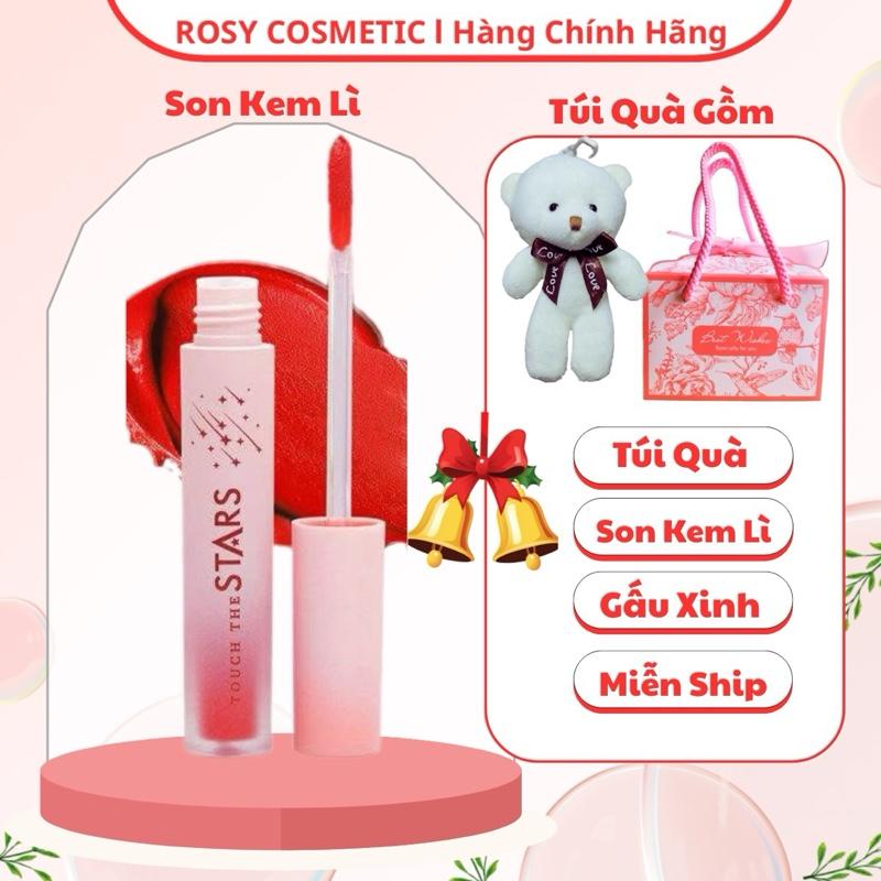 TÚI QUÀ GIÁNG SINH + GẤU BÔNG SON KEM LÌ TOUCH THE STARS,Son kem lì son không chì kháng nước. Cosmetic Mỹ Phẩm Nữ Trang Điểm Tặng Mẹ Cô Giáo.
