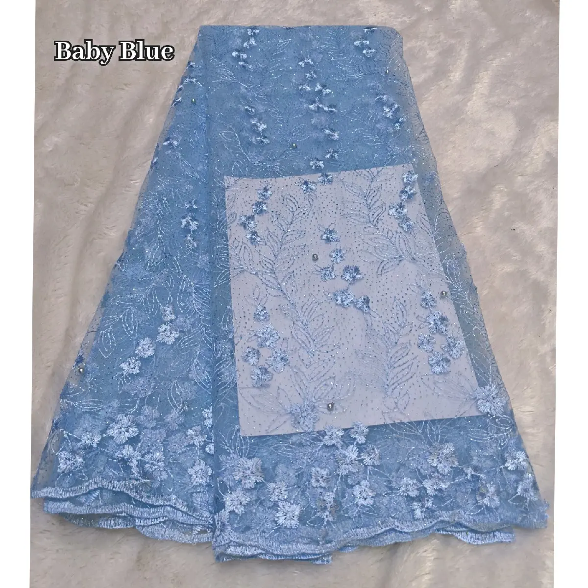 Bahan Kain Brokat Brukat Meteran Mewah/ Kain Tile Akar Mutiara Gliter/ Kian Tulle Tille/ Kain Brokat Burkat/ Kain Tile Meteran, Kain Tile Mutiara Motif Bunga untuk seragaman bridesmaid dan Kebaya wisuda Satin Brokat