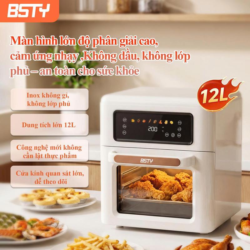【KOL & Bsty】Nồi chiên không dầu dung tích lớn 12L BSTY, chế độ cảm ứng hiện đại, công suất mạnh 1650W [ BẢN THIẾT KẾ RIÊNG CHO THỊ TRƯỜNG VIỆT NAM] [ 12L - CẢM ỨNG- 1650W ]