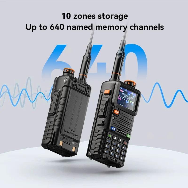 Product Introduction of Baofeng UV-5RH PRO Walkie Talkie GPS 10W High Power Multi Band AM UHF/VHF Radio One Key Copy Frequency 640CH FM Radio Type-C Fast Charging Two Way Radio Long Range 25