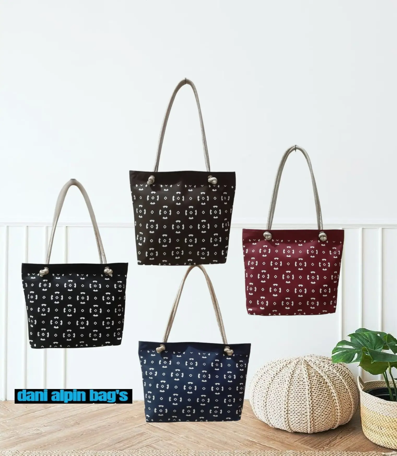 Tote Bag Wanita Motif Bunga Kotak Terbaru Tas Tote wanita Tali Sumbu Totebag Kekinian/dani alpin bag