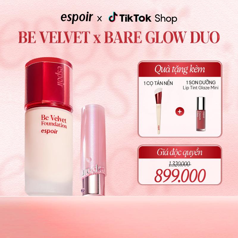  Combo Kem Nền Espoir Be Velvet x Son Dưỡng Bare Glow   Espoir Be Velvet Foundation 2025 SPF22 PA++ 30gr  SET+ Espoir Bare Glow Lip Balm #PINCH ROSE SET  