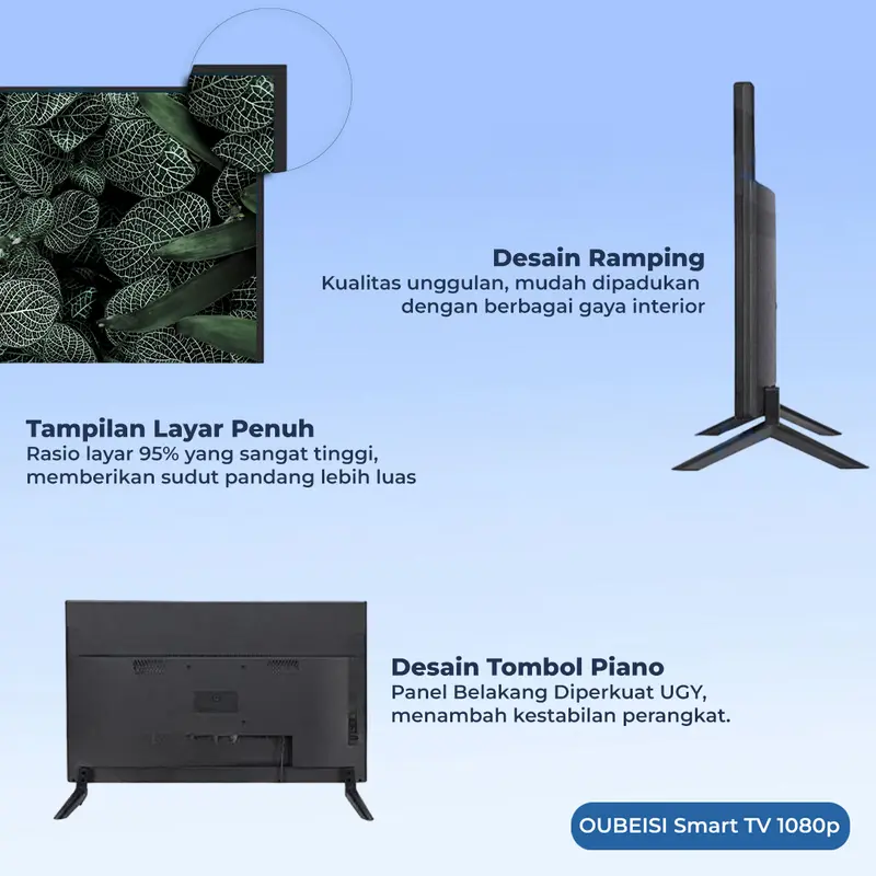 OUBEISI TV Smart TV 24/25/27/30/32/43 inch  LED TV Android 11.0 Televisi Netflix/YouTube - WiFi/HDMI/USB Penggantian satu tahun dan garansi tiga tahun 4
