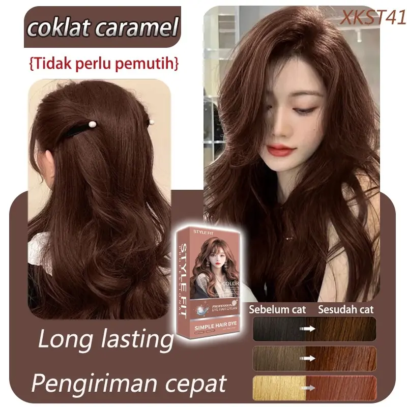 Warna Viral Kopi Karamel Hair Color Tidak Perlu Pemutih Tidak Merusak Rambut Pewarna Rambut Cat Rambut Burgundy Golden Brown Warna Rambut Milk Tea Dark Brown Coklat Caramel Cranberry Red Ash Brown Pengiriman Cepat