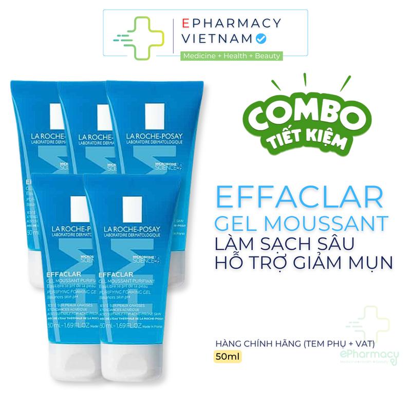   COMBO 5 TUÝP   LS  Gel Rửa Mặt LA ROCHE POSAY Effaclar Gel Moussant M+ 50ml 
