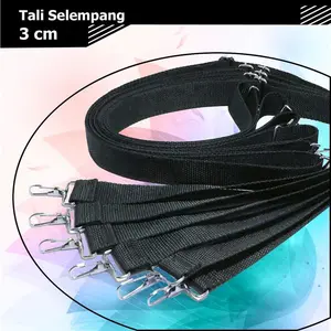 Tali Selempang Polyester Hitam 3cm Acc.Nikel | Sling Bag | Slempang | Slingbag