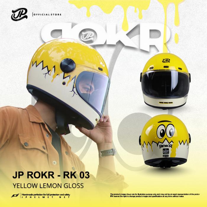 Gambar Helm Full Face Retro Pria Wanita Harian Motor Matic Tebal Nyaman SNI DOT Retro JP ROKR - RK 03 - L dari JPX HELMET Kab. Tangerang Tokopedia