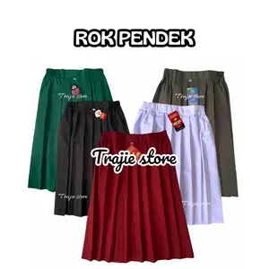 rok rempel Pendek Seragam Sekolah SD Warna Hitam Hijau Merah Putih Coklat Polos Anak Fashion rok jeans