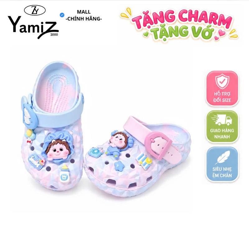 [ TẶNG CHARM+VỚ ] [YZ14] Dép sục kim cương Yamiz mix màu quai và loang màu kèm charm dễ thương - chống trơn trượt