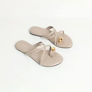 OBERKLAST Teana Sandal Wanita Elegan Flat Tali Silang Aksen Gold Simple Chic & Nyaman