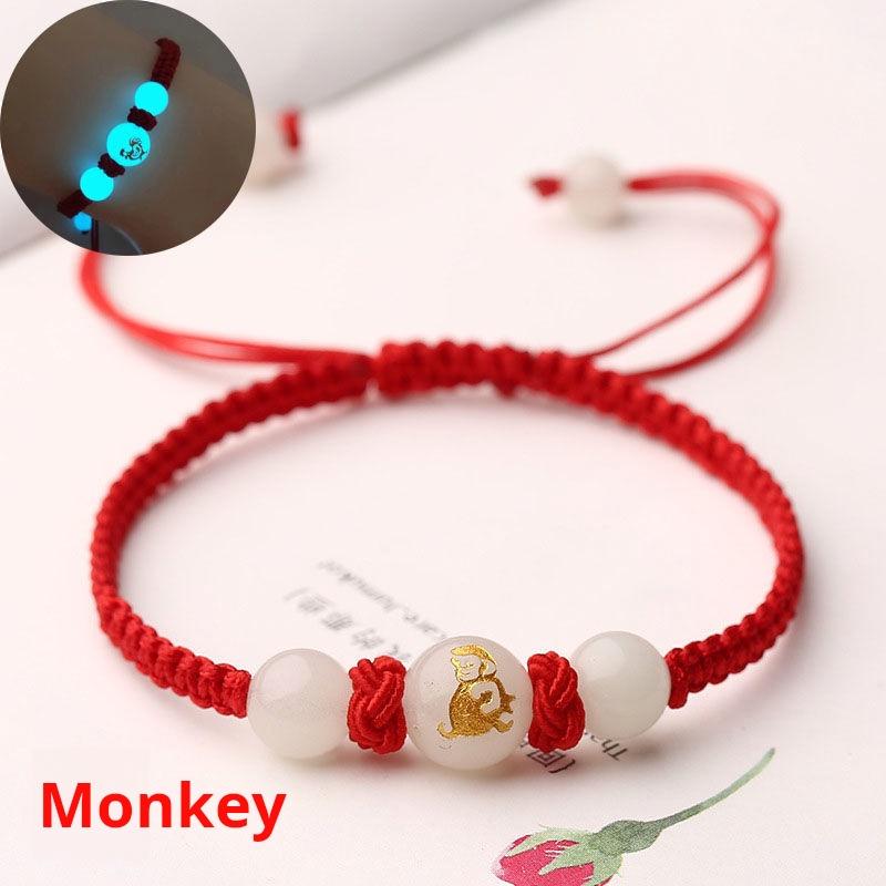 Product Introduction of Women's bracelet, red rope luminous bracelet, luminous stone luminous gemstone 12 zodiac woven bracelet, couple bracelet for men and women, bring it for safety. nazar  bracelet chinese jewelry year snake red  string  bracelet 25