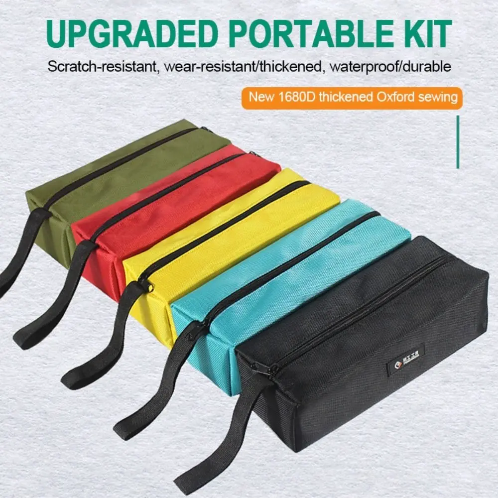 Durable 1680D Oxford Canvas Tool Bag Metal Parts Waterproof Drill Bit Organizer Bag Loop Zipper Pouch Screws