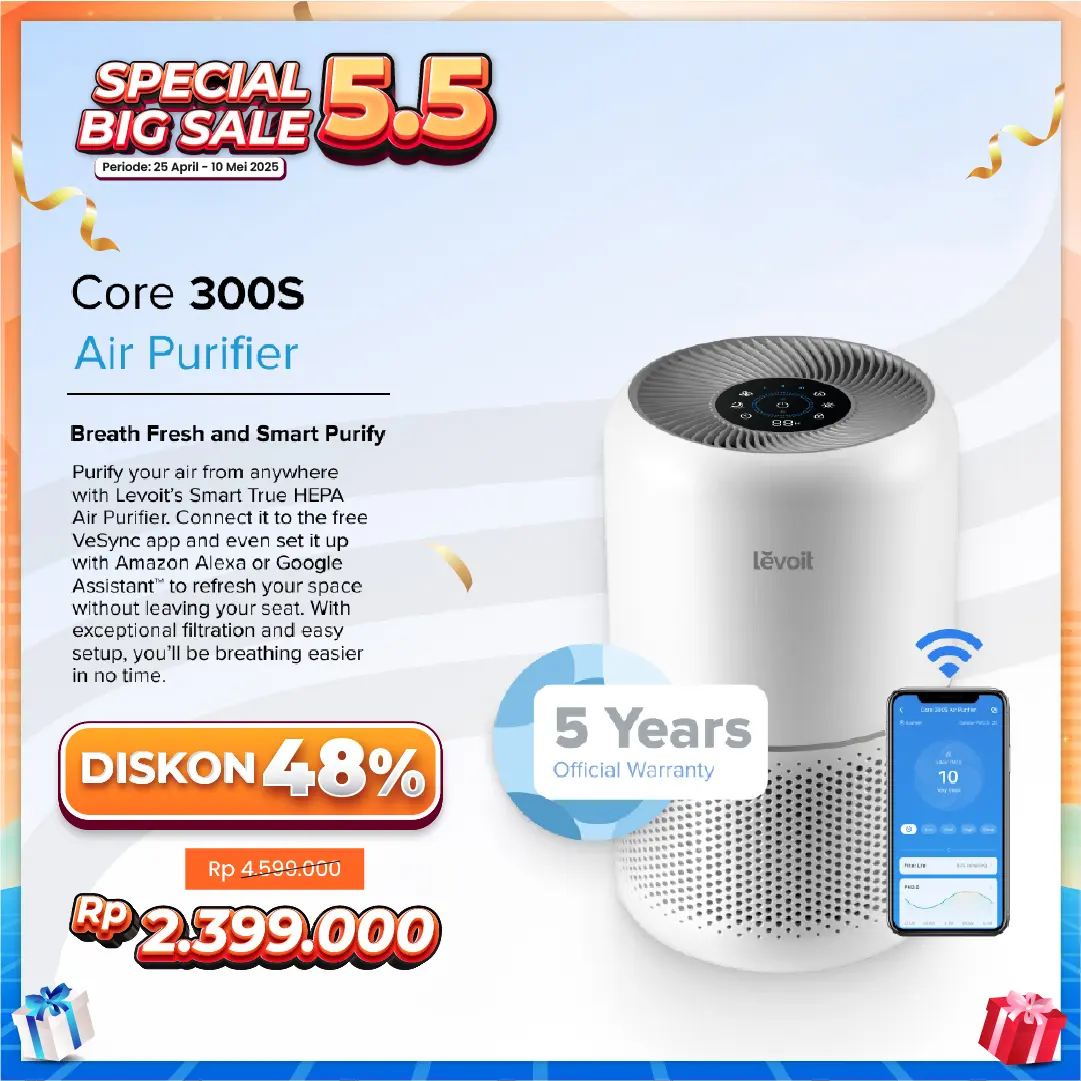 Levoit Core 300S Smart WiFi Air Purifier True HEPA Karbon