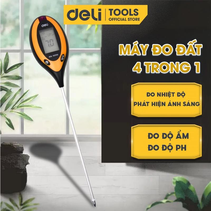 Máy Đo Độ pH Đất Deli Đo Độ Ẩm Ánh Sáng Và Nhiệt Độ