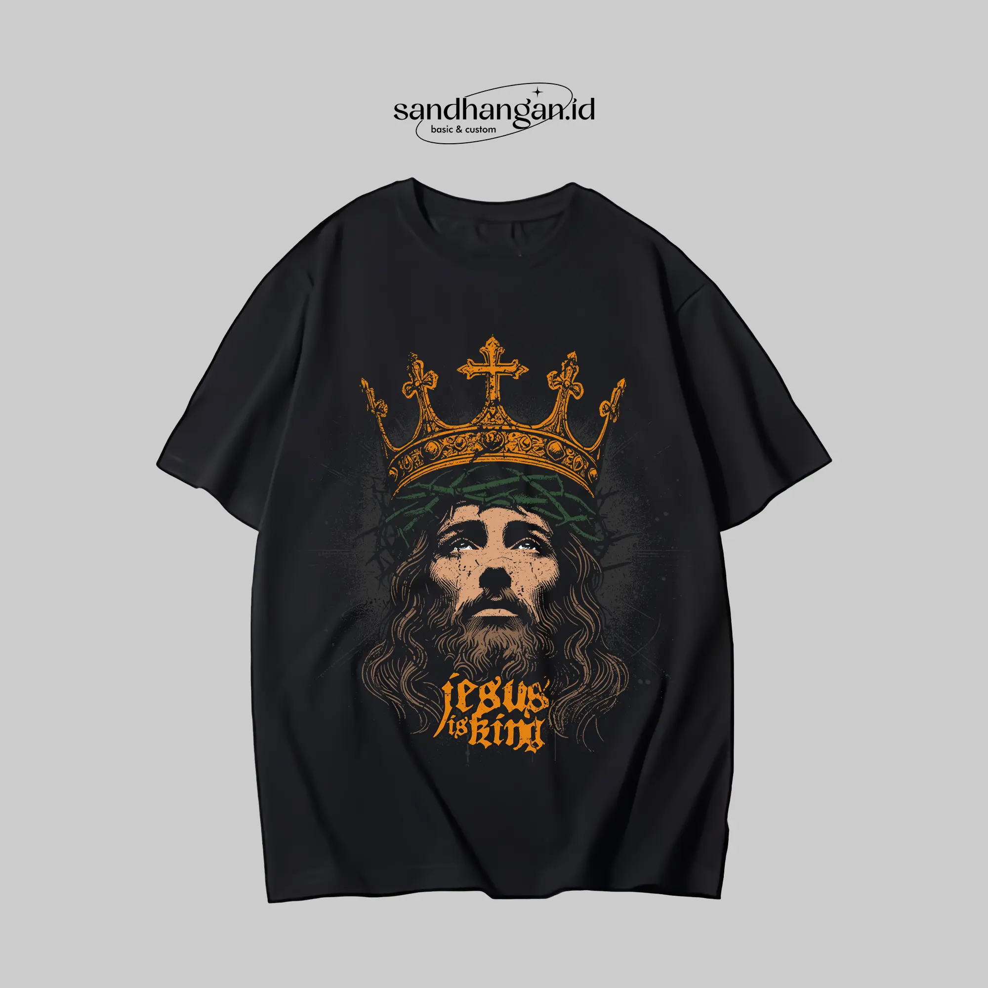 KAOS JESUS IS KING ROHANI KRISTEN KATOLIK HITAM KATUN