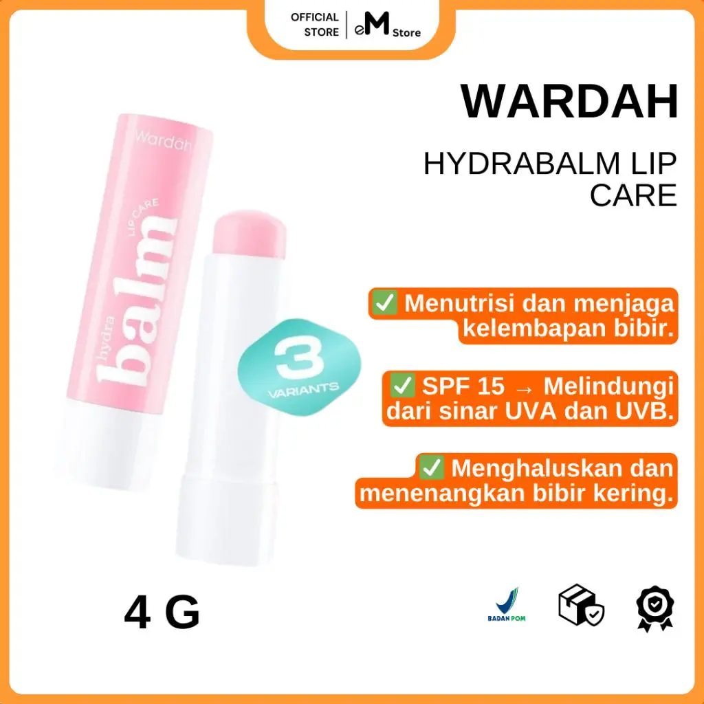 Wardah Hydrabalm Lip Care 4g - Pelembab Bibir dengan SPF 15 - Lip Balm Lip Therapy - Hydrating Plump Lipbalm Merah