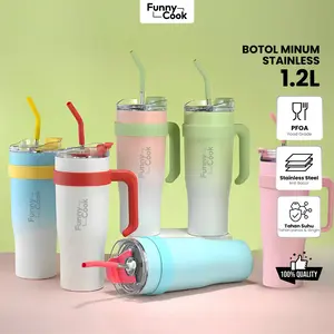 [exclusive voucher gudang] Funnycook Tumbler Tahan Dingin Dan Panas Botol Minum Premium Bahan Stainless Steel 306 Ukuran 1,2 Liter Vacuum