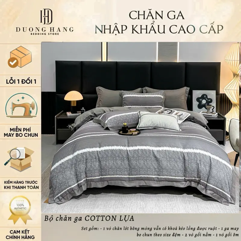 Bộ chăn trần ga gối Cotton Lụa MarkJacob - 26 màu ( có vỏ ôm khoá sườn) 0