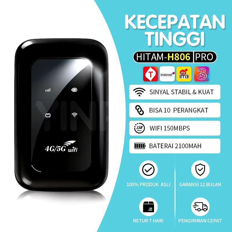 Modem Mifi 5G Hitam-H806 Pro dengan Kecepatan Tinggi, Sinyal Stabil, Bisa 10 Perangkat, WiFi 150Mbps, Baterai 2100mAh, Garansi 12 Bulan