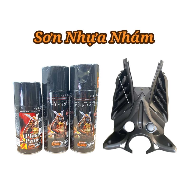 Combo Sơn Nhựa Nhám Samurai KPP-109A-128A Màu Đen Mờ Độ Bền Cao - Sơn Xe Máy