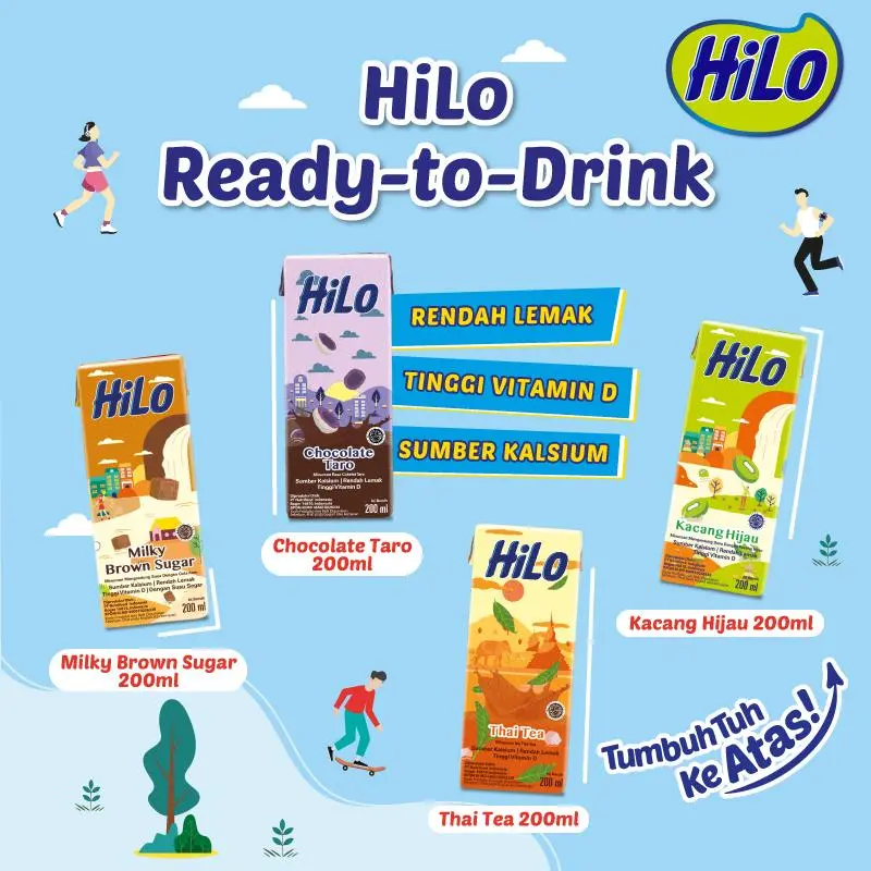 HiLo Ready to Drink 200ml (4 tetrapack) - Sumber Kaslium Tinggi Vitamin D 1