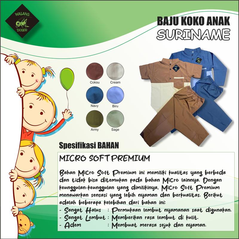 Product Introduction of Setelan Baju Koko Anak Suriname 1-13 Tahun Micro Soft Premium 3