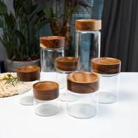 Gambar Trosten Round Glass Canister Glass Food Storage Tank with Wooden Lid Kitchen Jar for Coffee Beans, Snacks, Tea, Candy, Grains Canister Toples Kaca Penyimpanan Makanan kecil besar untuk biji kopi teh bentuk bulet tutup kayu premium - 65*55mm-ROUND-Wood dari Trosten Kab. Tangerang 4 Tokopedia
