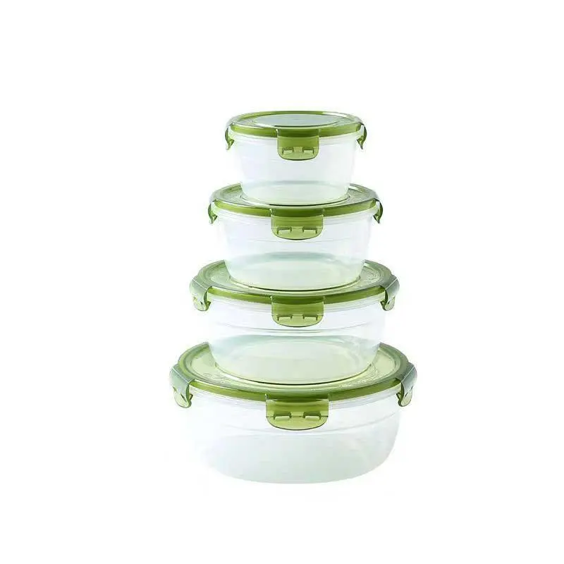 Food Storage Box, 4 Counts/set Stackable Food Fruit  Storage Container with Lid,  Kitchen Fruit & Vegetable Fresh Keeping Box for Office, Kitchen, Microwave, Dishwasher