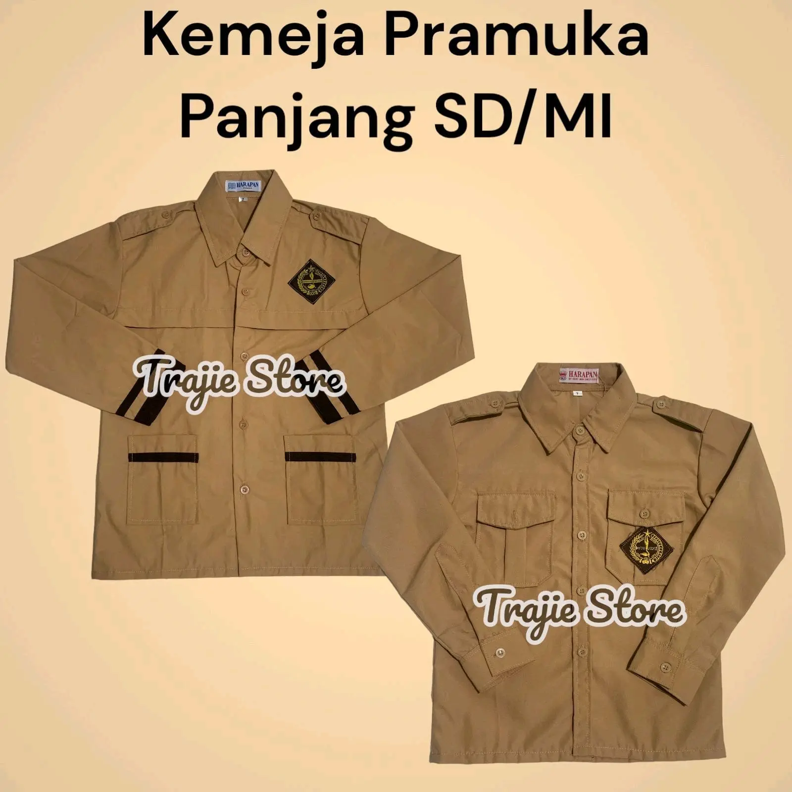 SERAGAM SEKOLAH SD SIAGA DAN PENGGALANG PANJANG KELAS 1-6 SD BAHAN KATUN OXFORD, LENGAN LIST DAN PENGGALANG LOGO SAKU