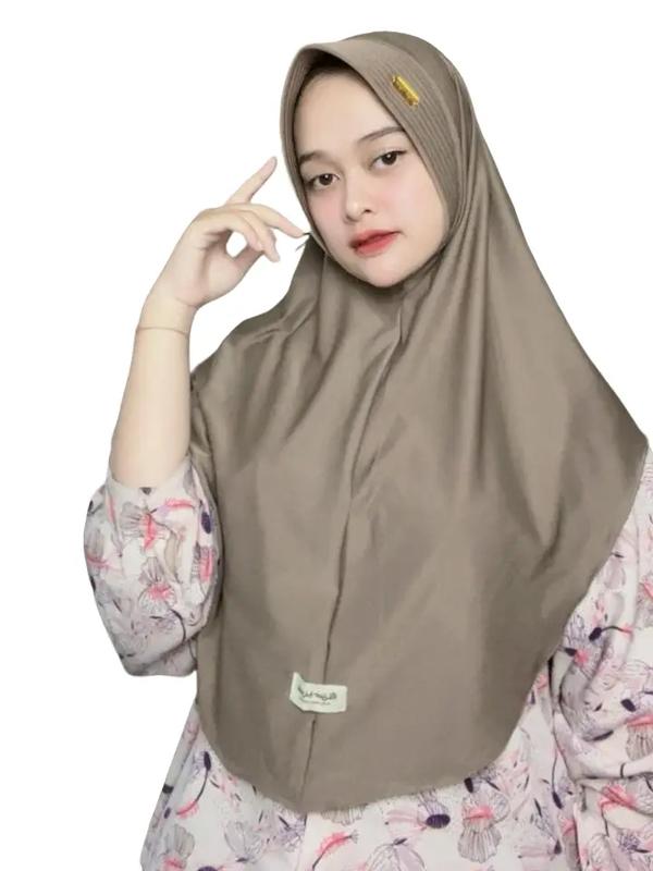 (PAKET 3 PCS) Bergo hamidah jersey akrilik size L Embos Jilbab Hitam Lembut 1