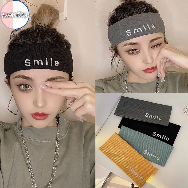 Băng Đô Thấm Mồ Hôi Tập Yoga Thể Dục, Unisex, Dành Cho Nữ Và Nam, Thích Hợp Cho Thể Thao, Chạy Bộ Ngoài Trời, Thiết Kế Chữ Cười Và Dệt Kim