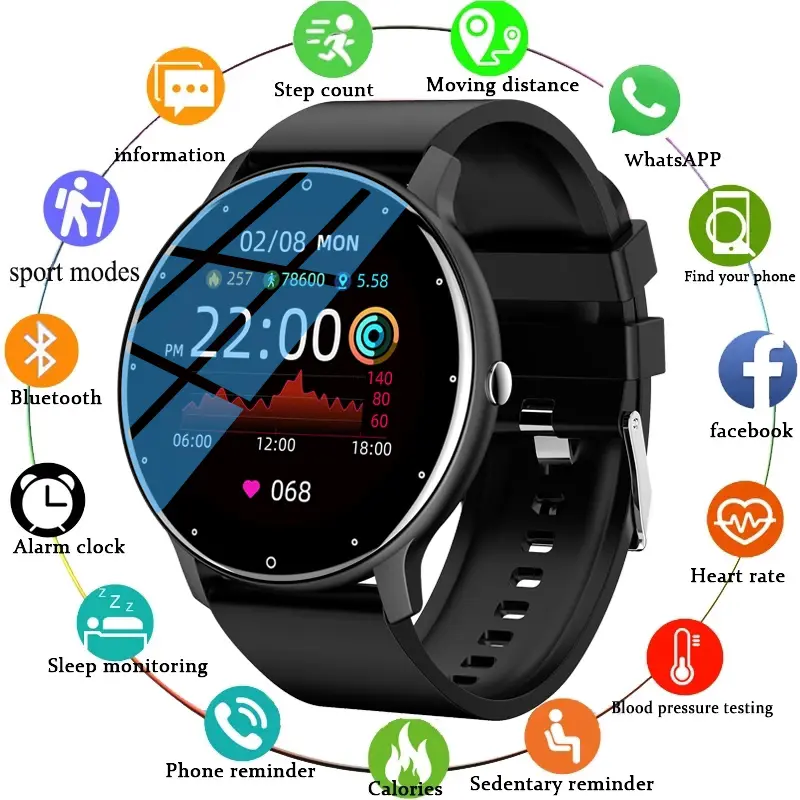 LIGE Smart Watch Layar Sentuh Penuh Olahraga Kebugaran IP67 Tahan Air Jam Tangan Pria For Android IOS 3