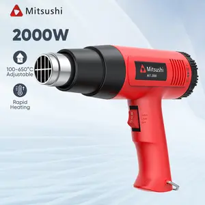 Mitsushi Heating Gun - Hot Air Gun - 2000 Watt Bulat Kayu Merah Paket Pipa Suhu impact  angin  besar
