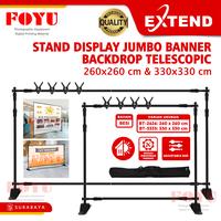 Gambar Stand Standing Display Jumbo Banner Backdrop Background Pipa Telescopic Cross Bar Indoor Spanduk Printing Baliho Backwall Outdoor Portable Adjustable 260 330 cm Extend BT-2626 BT-3333 8 10 feet Besi Clip - BT-2626 dari Foyu Photo Kota Administrasi Jakarta Selatan 1 Tokopedia