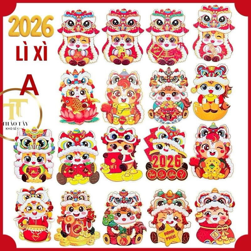    COMBO 50 CÁI  Bao Lì Xì ChiBi 2026 Hình Ngựa Phản Quang Loại 1 