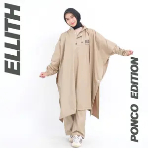 ELLITH Jas Hujan Ponco Lengan Ellith - Setelan Celana - Anti Rembes 100% Non Jahitan - Perlindungan Maksimal Musim Hujan - Teknologi Heat-Sealing - Bahan PVC Premium - Karet Pergelangan Tangan - Tudung Kepala Dengan Tali Serut