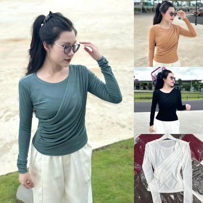 MS168: ÁO THUN NHŨ TAY DÀI ÔM TAY HACK BẮP TAY - CHIẾT EO CHE BỤNG HACK DÁNG CÓ BIGSIZE