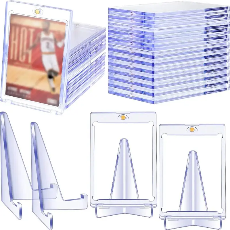 Bộ Hỗ Trợ Thẻ, 35PT, Giá Đỡ Thẻ Từ Tính, Chất Liệu Nhựa Cứng, Hộp Đựng Thẻ Ngôi Sao Thể Thao, Trong Suốt, Ngăn Ngừa UV, Bảo Vệ Thẻ, Thích Hợp Cho Thẻ Ảnh Thần Tượng 1