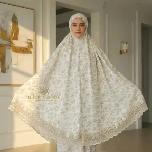 DEENOVA - Mukena Dewasa Mewah Katun Foil Gliter Dengan Renda Jammer Bawahan