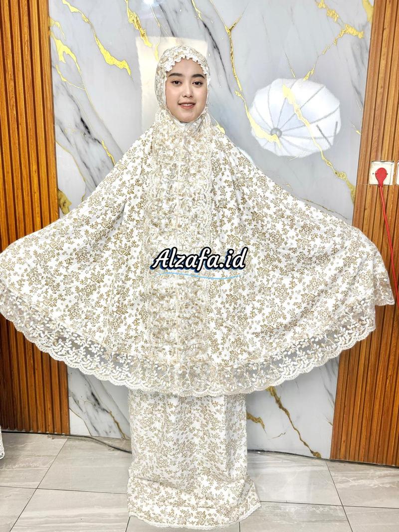 Product Introduction of Mukena Sabrina Dewasa Katun Mix Foil New Exslusif Renda Tileu Import Mewah 4