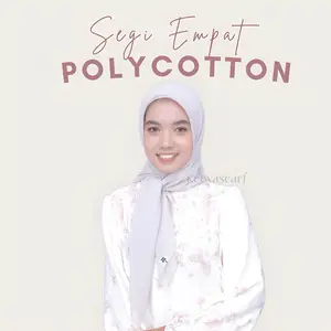 Plain Square Polycotton Premium by keeyascarf Hijab Polycotton Semi Paris, Hijab Segi Empat Anti Letoy Ringan Packaging Pouch Cantik